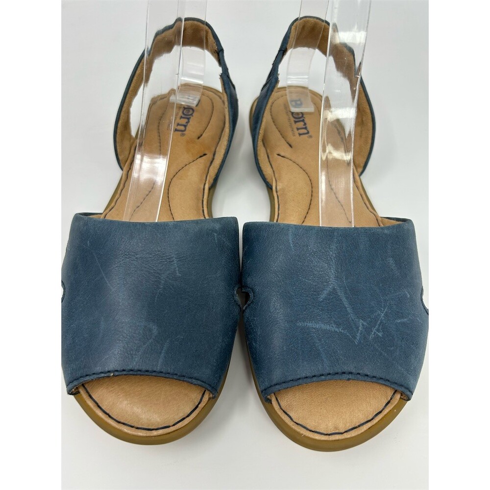 Børn Trang Womens Slingback Flat Sandals Navy Blue Open Toe Comfort Size 7 - Picture 5 of 14